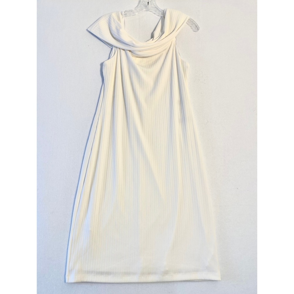 Tommy Hilfiger Ivory Ribbed Cowl Neck Midi Dress A2CK1GQC Size 10 NEW